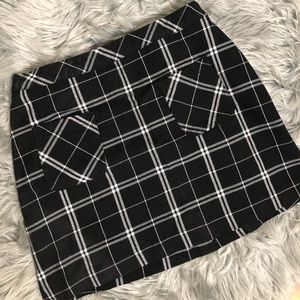 Express Black & White Plaid Mini Skirt